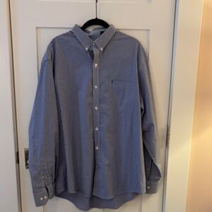 Izod Blue & White Checked Dress Shirt